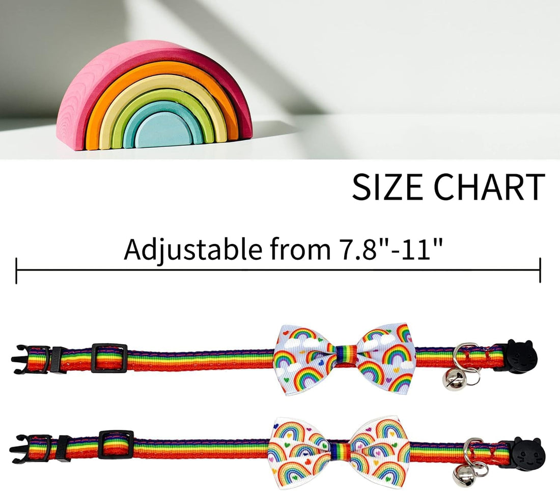Casidoxi 2 Pcs Rainbow Cat Collar Breakaway with Bell