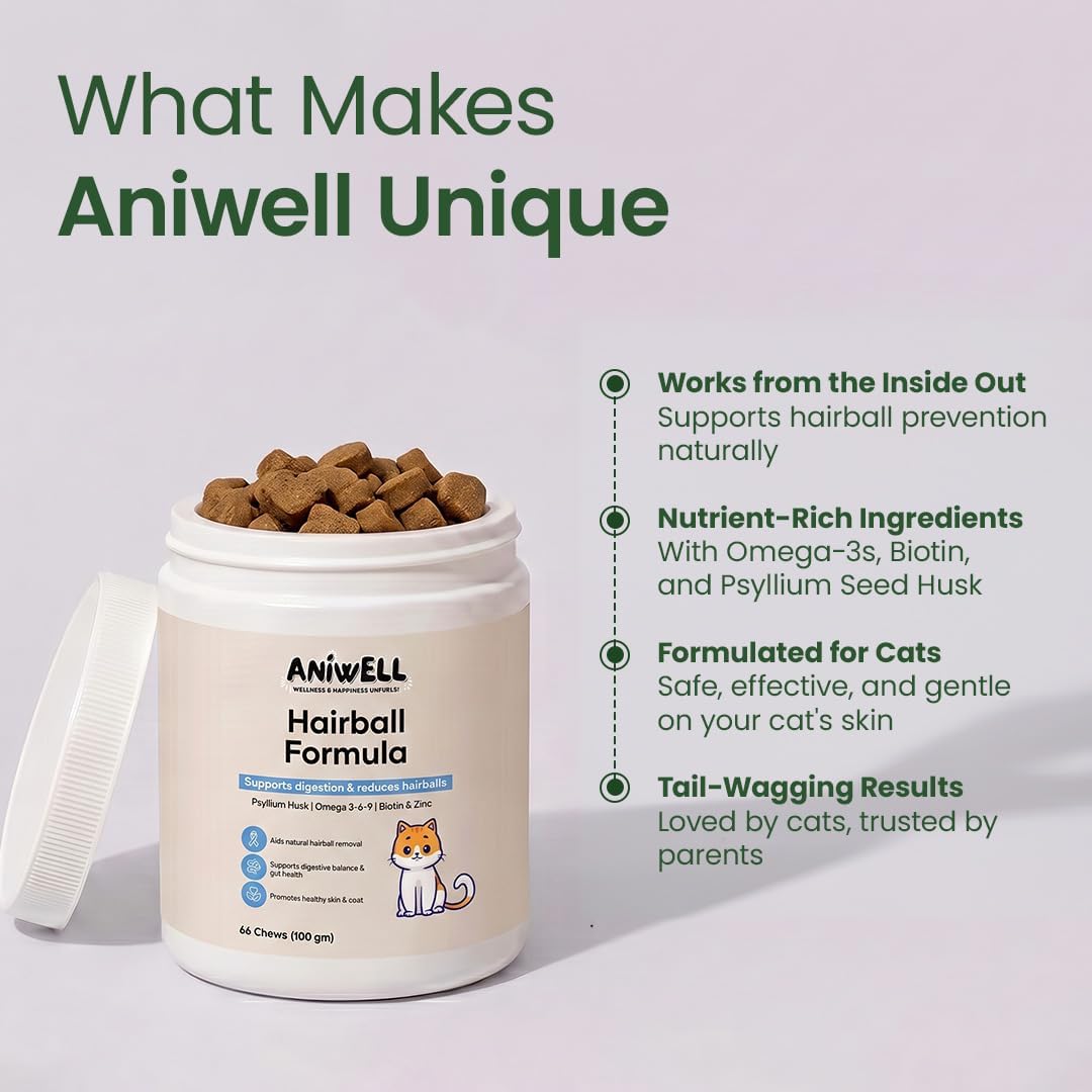 Hairball Formula for Cats – Soft Chews with Omega-3 & Biotin