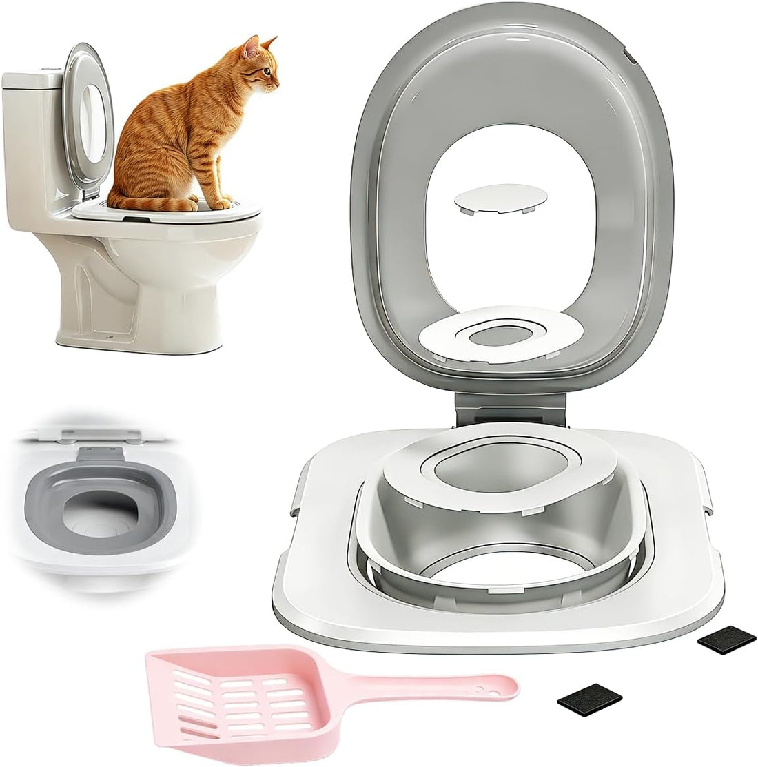 Cat Toilet Trainer Kit with Litter Scoop,5 Movable Parts