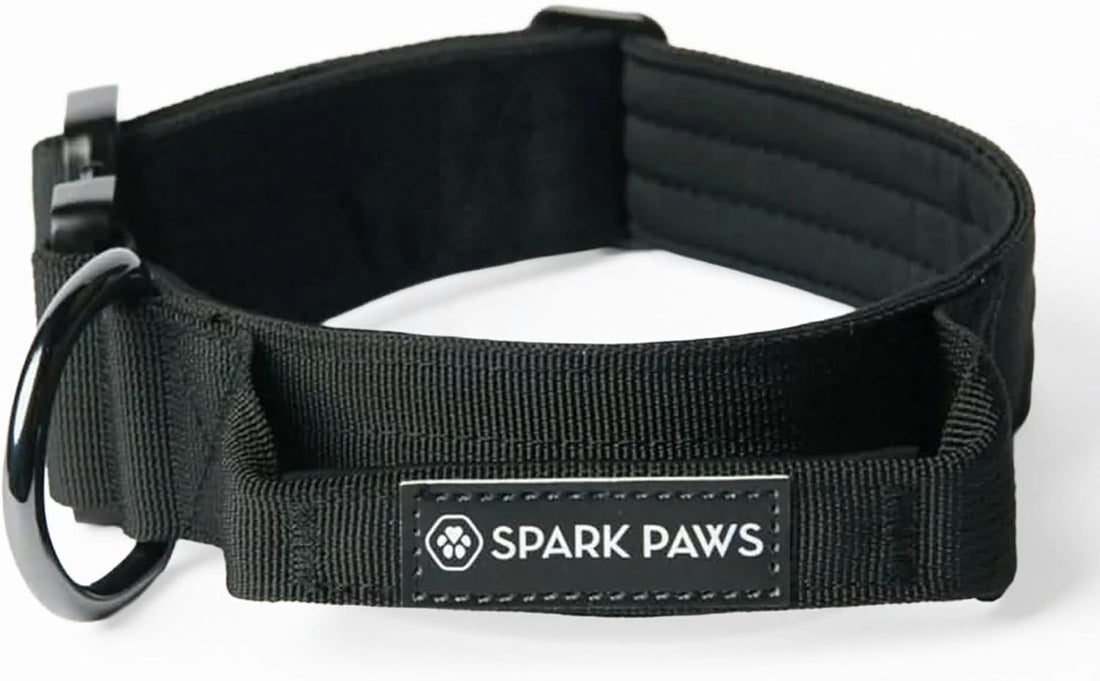 Spark Paws Tactical Large Dog Collar w/Handle - Thick & Wide
