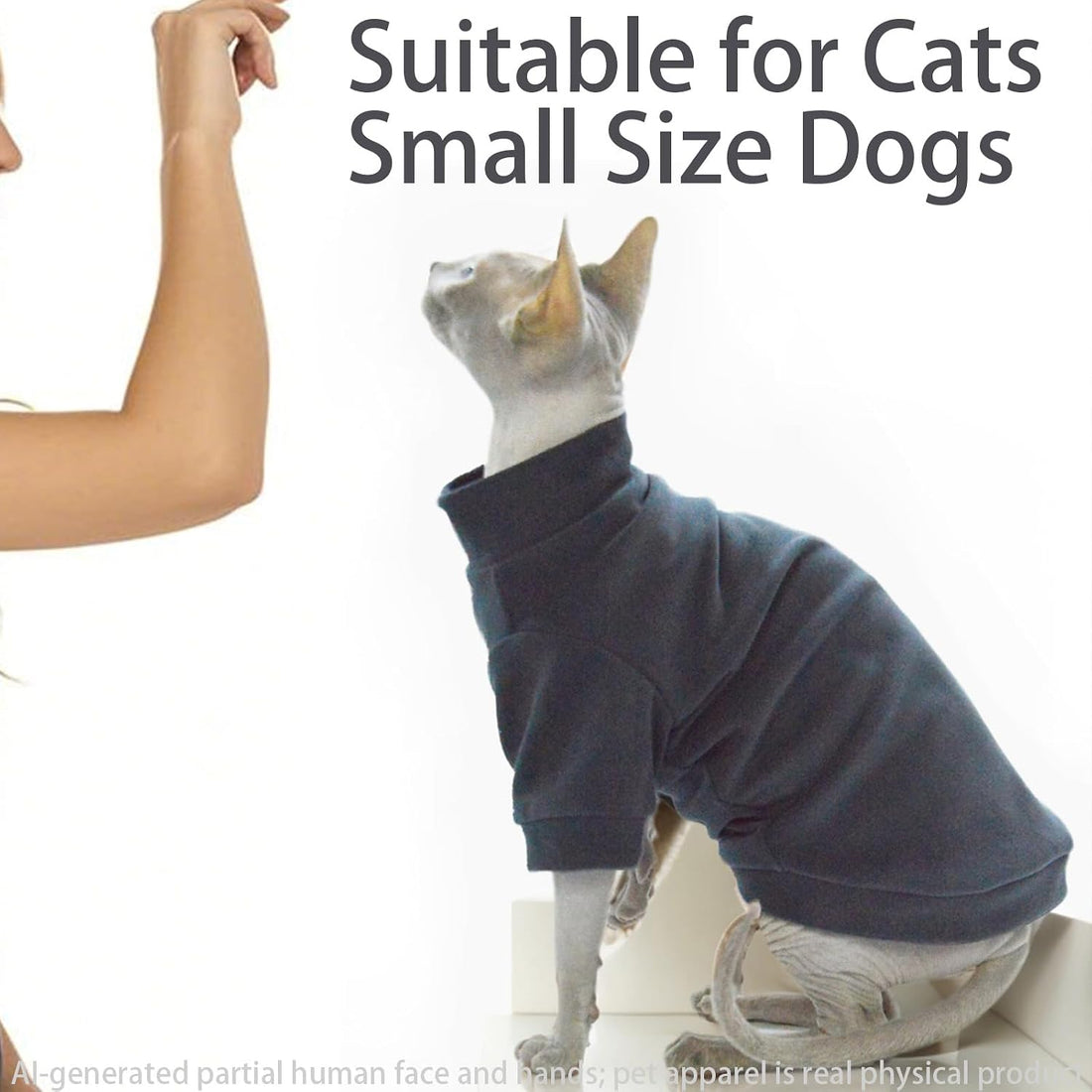 Sphynx Cat Sweater Soft Warm Long Sleeve Fleece for Cats&Small Dogs