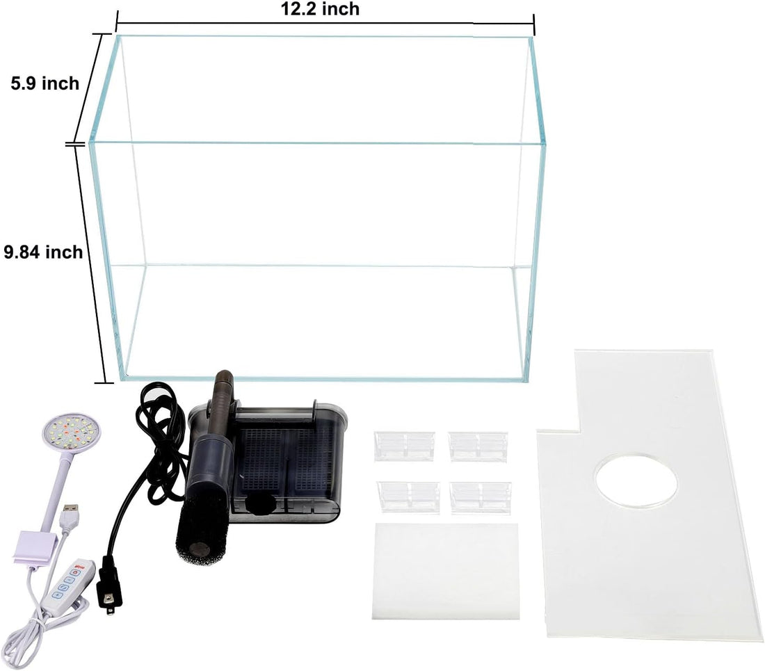 Vimvins 3 Gallon Glass Small Fish Tank