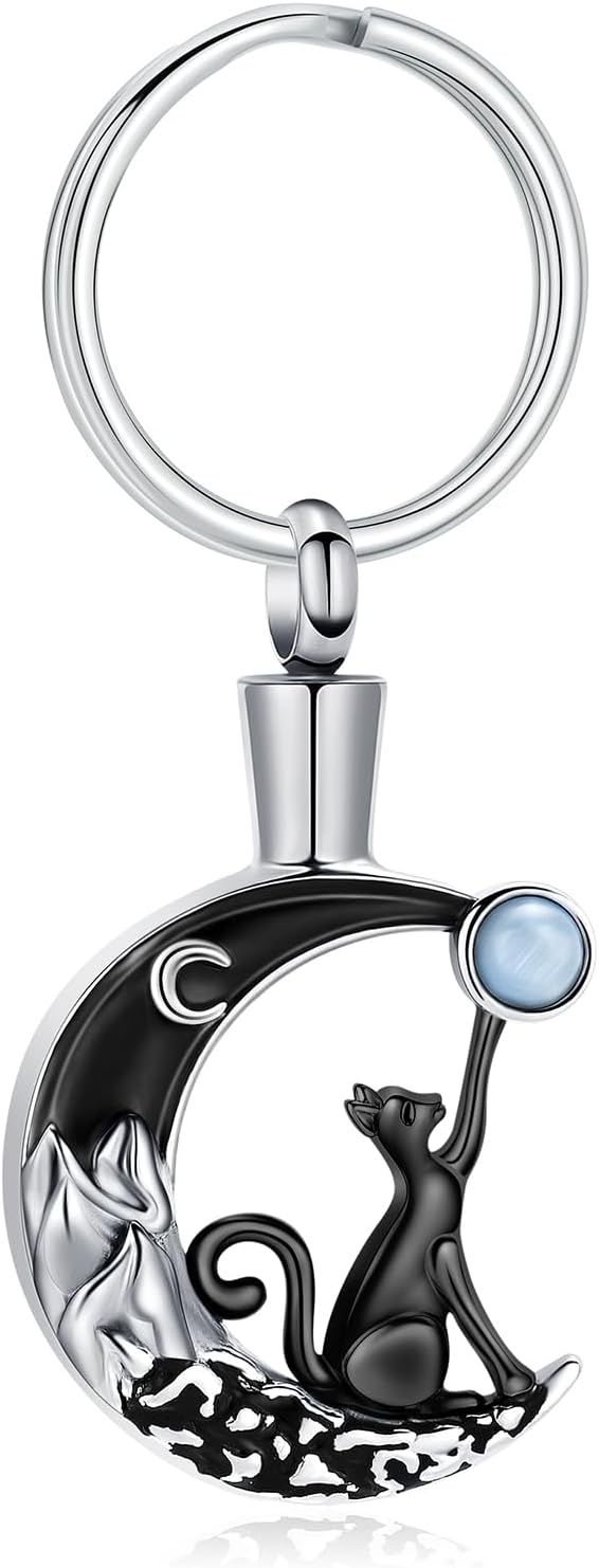 constantlife Cat Moon Urn Necklace for Women Pet Cremation Jewelry
