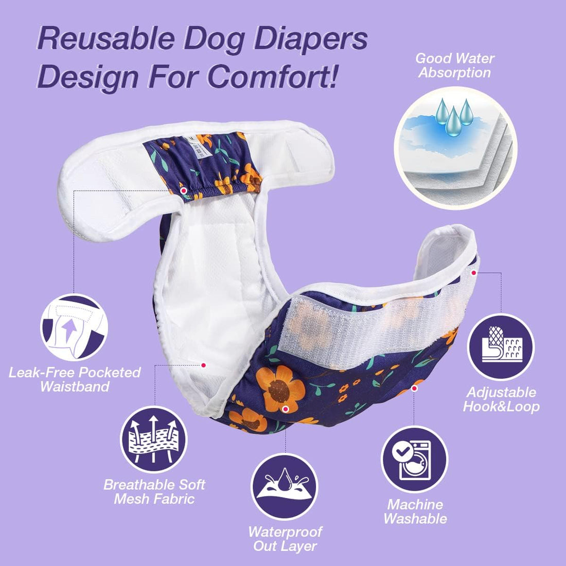 Pet Soft Washable Female Diapers Female Dog Diapers
