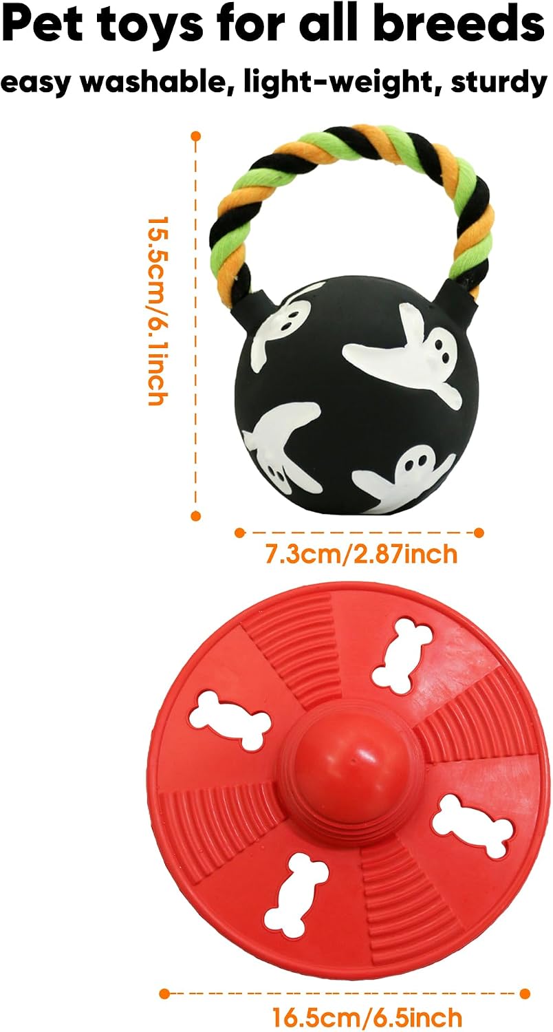 Squeaky Natural Rubber Dog Flying Disc/Frisbee/Flyer with Black Ball