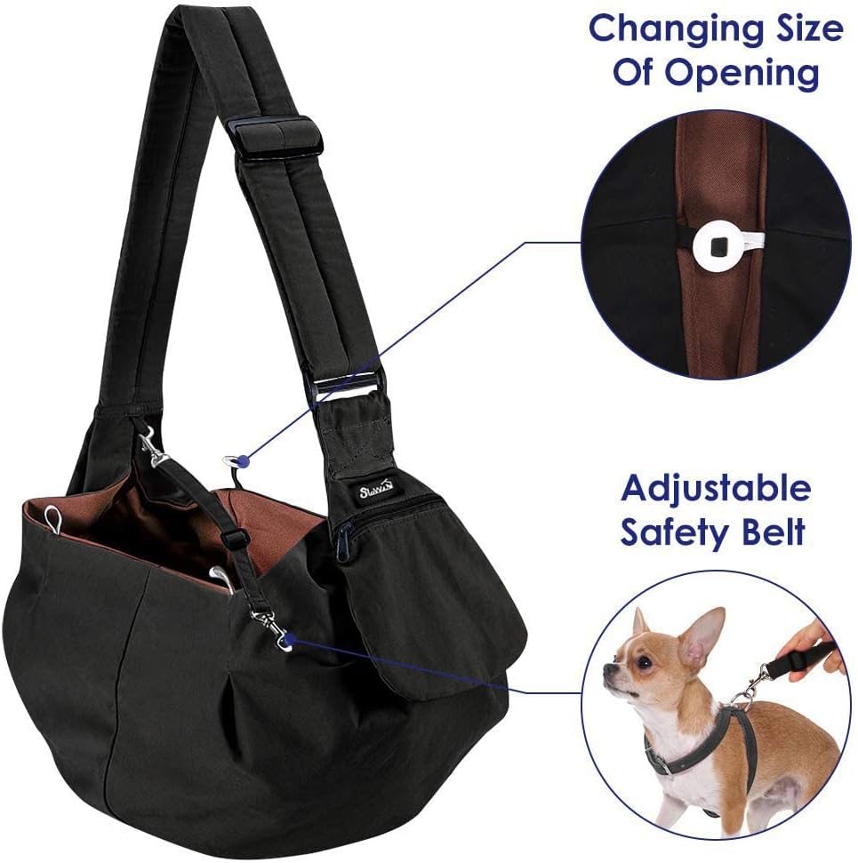 Lukovee Small Dog Sling Carrier, with Padded Strap & Storage Pocket,