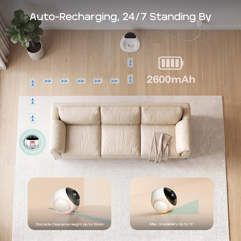 Mobile Pet Camera Robot, 1080P App-Controlled Home Camera for Dogs