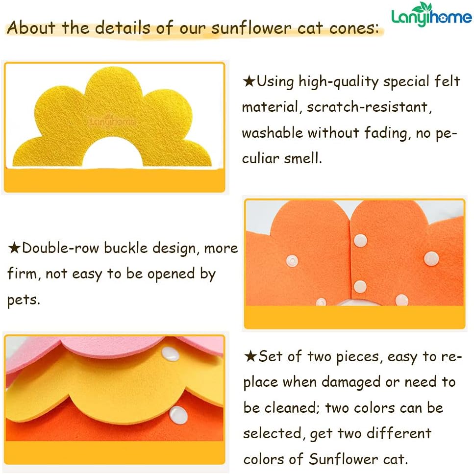 Cat Recovery Collar - Cute Flower Neck Cat Cones After Surgery