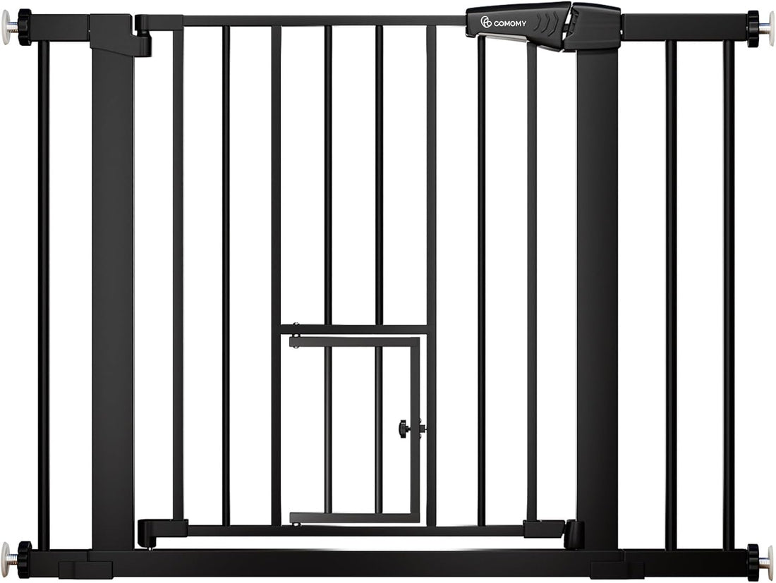 COMOMY Auto Close Pet Gate with Cat Door