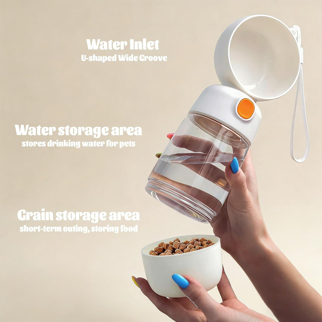 Dog Water Bottle with Food Storage Container & Water Dispenser