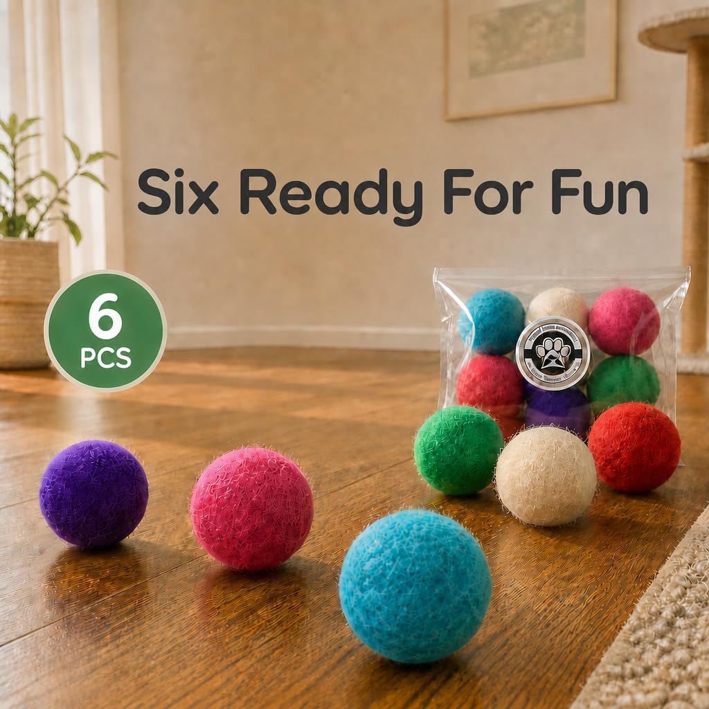 Wool Cat Toys, Variety Pack, 6 PCS