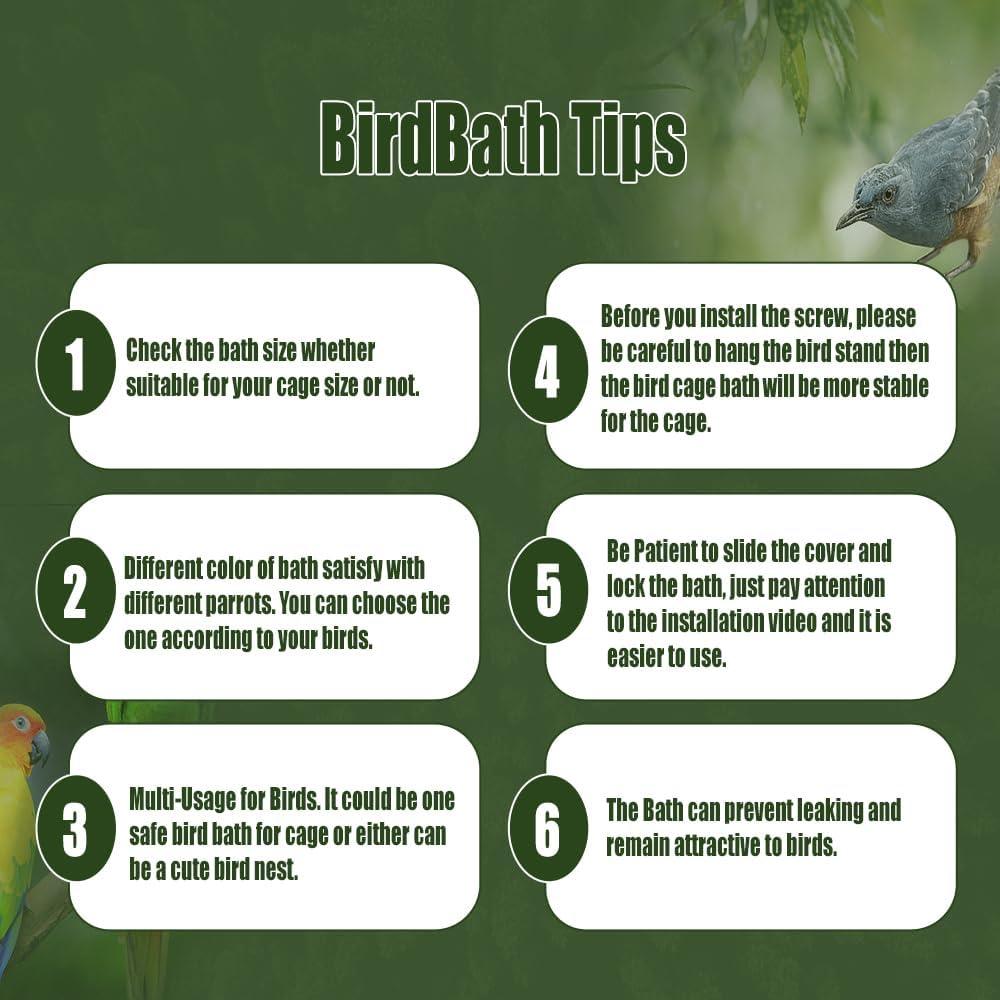 Bird Bath for Cage, Cleaning Pet Supplies Cockatiel Bird Bathtub