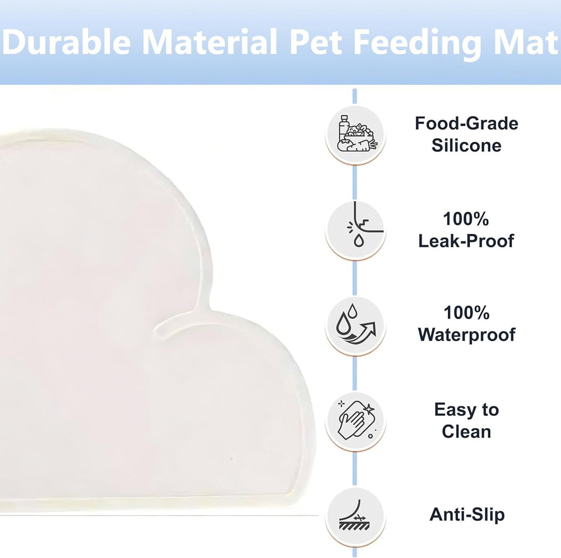 Cat & Dog Food Mat Silicone Pet Feeding Mat with Raised Edges