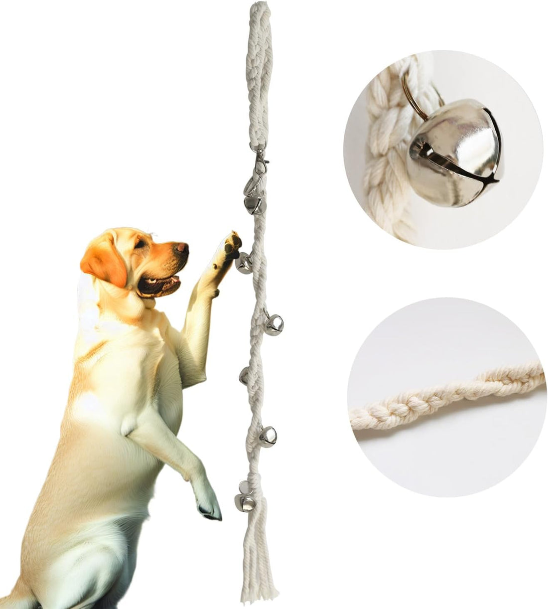 Boho Dog Door Bell for Potty Training to Go Outside Beige