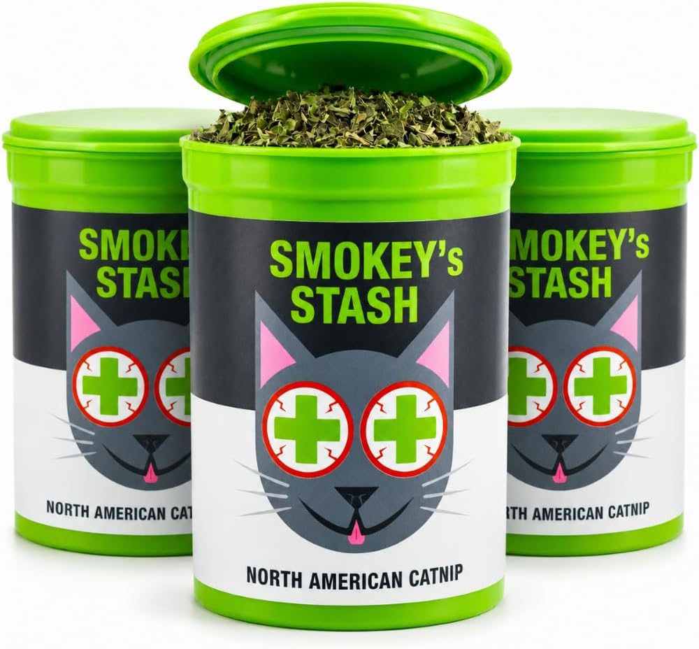Smokey's Stash Catnip for Cats, 3 Resealable Pop Top Cans