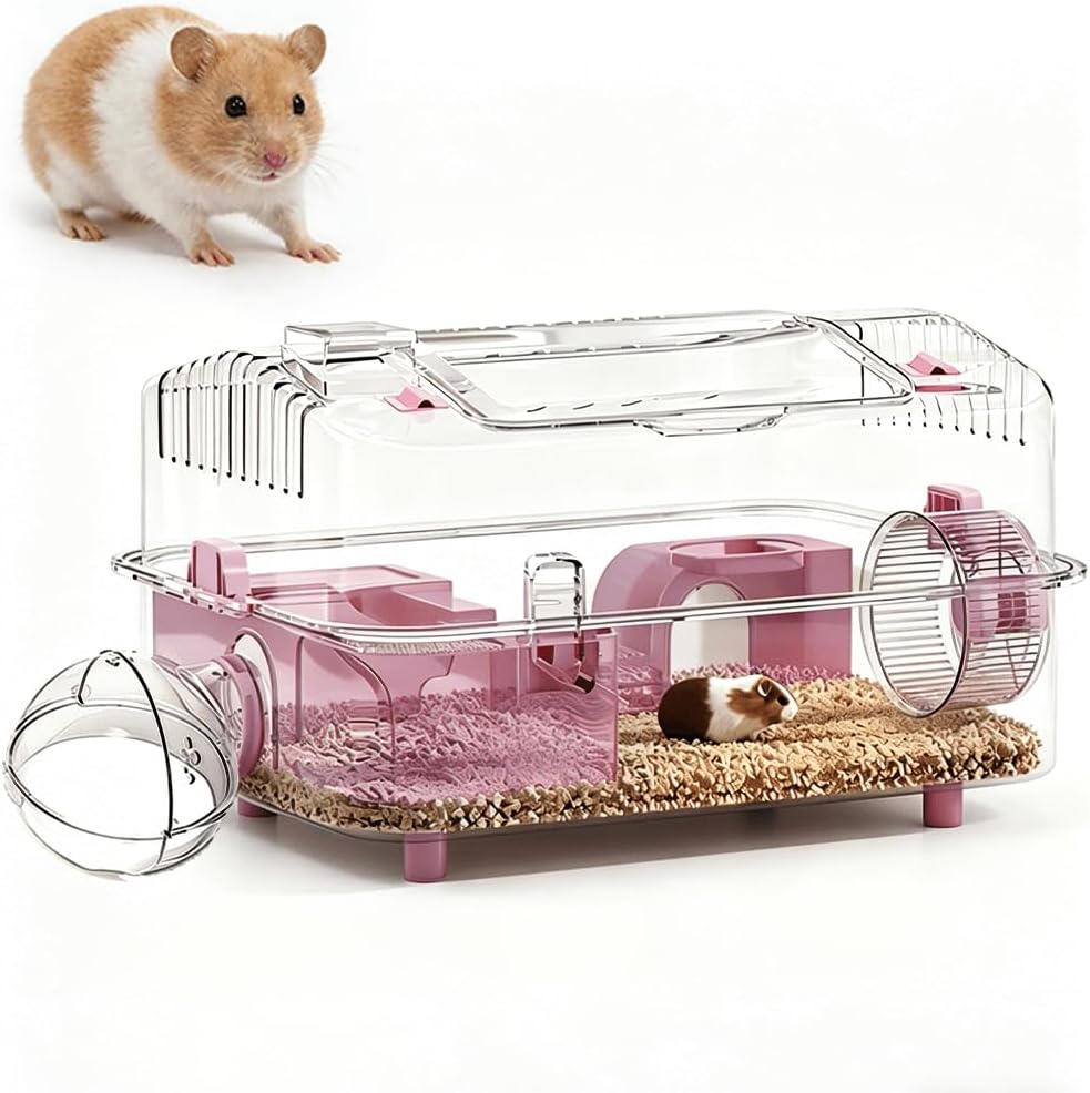8-in-1 Dwarf Hamster Cage, No Assembly Full Transparent