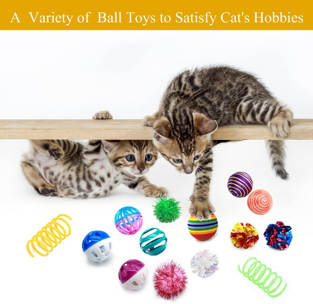 LASOCUHOO Cat Toys Kitten Assortment - Rainbow, Crinkle, Sparkle