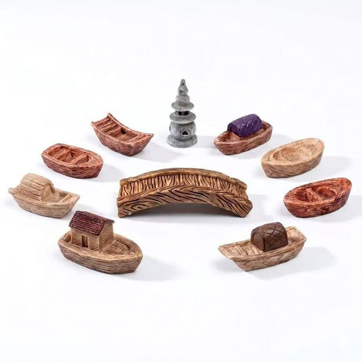 10 Mini Resin Boats Set, Sailboat Figurines for Fairy Garden Decor