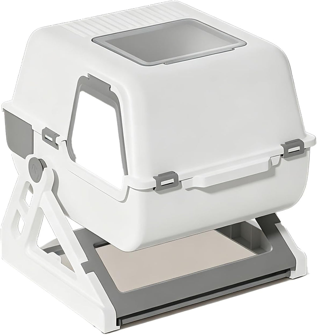 Semi-Automatic Sifting Cat Litter Box,Enclosed,No Electricity,Easy