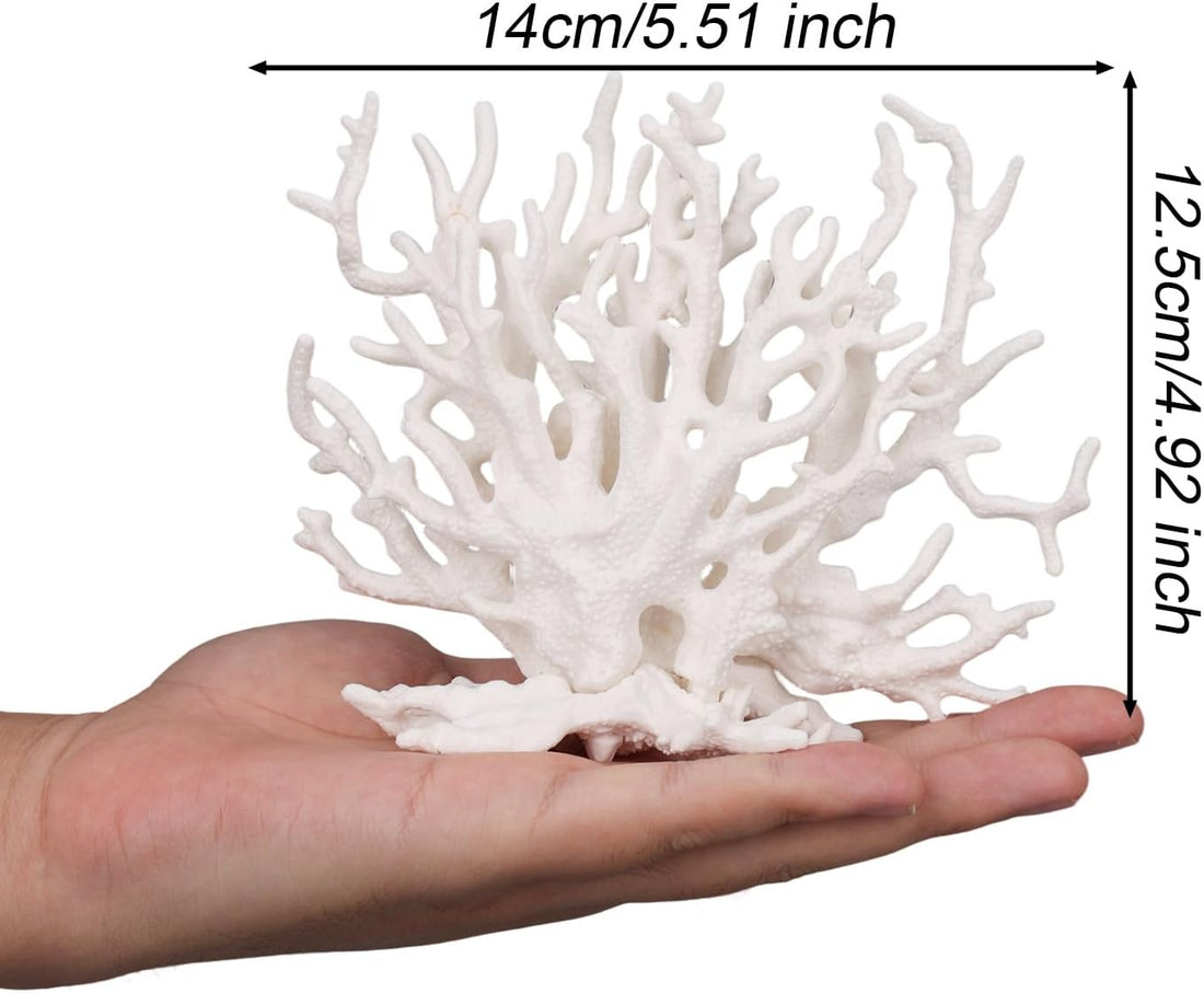 Tinoaly Fish Tank Decorations, White Resin Coral Reef Decor