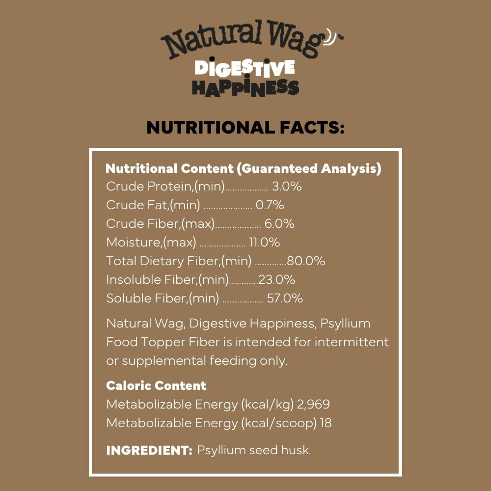 Natural Wag Digestive Happiness 100% All-Natural Psyllium Husk Powder