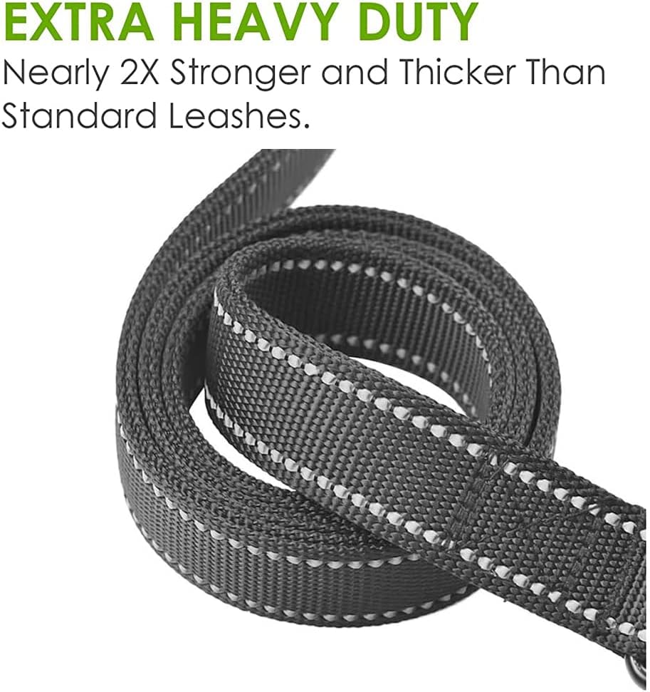 Heavy Duty Dog Leash - 2 Handles by Padded Traffic Handle for Extra