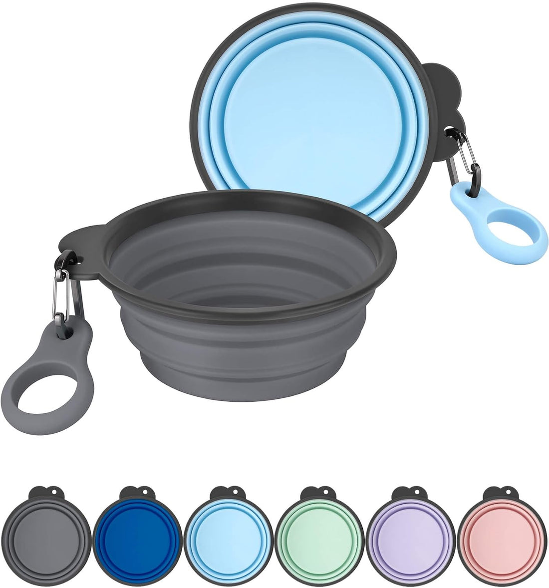AONKEY 2 Pack Collapsible Dog Bowls with Bottle Carrier(Small 15oz)