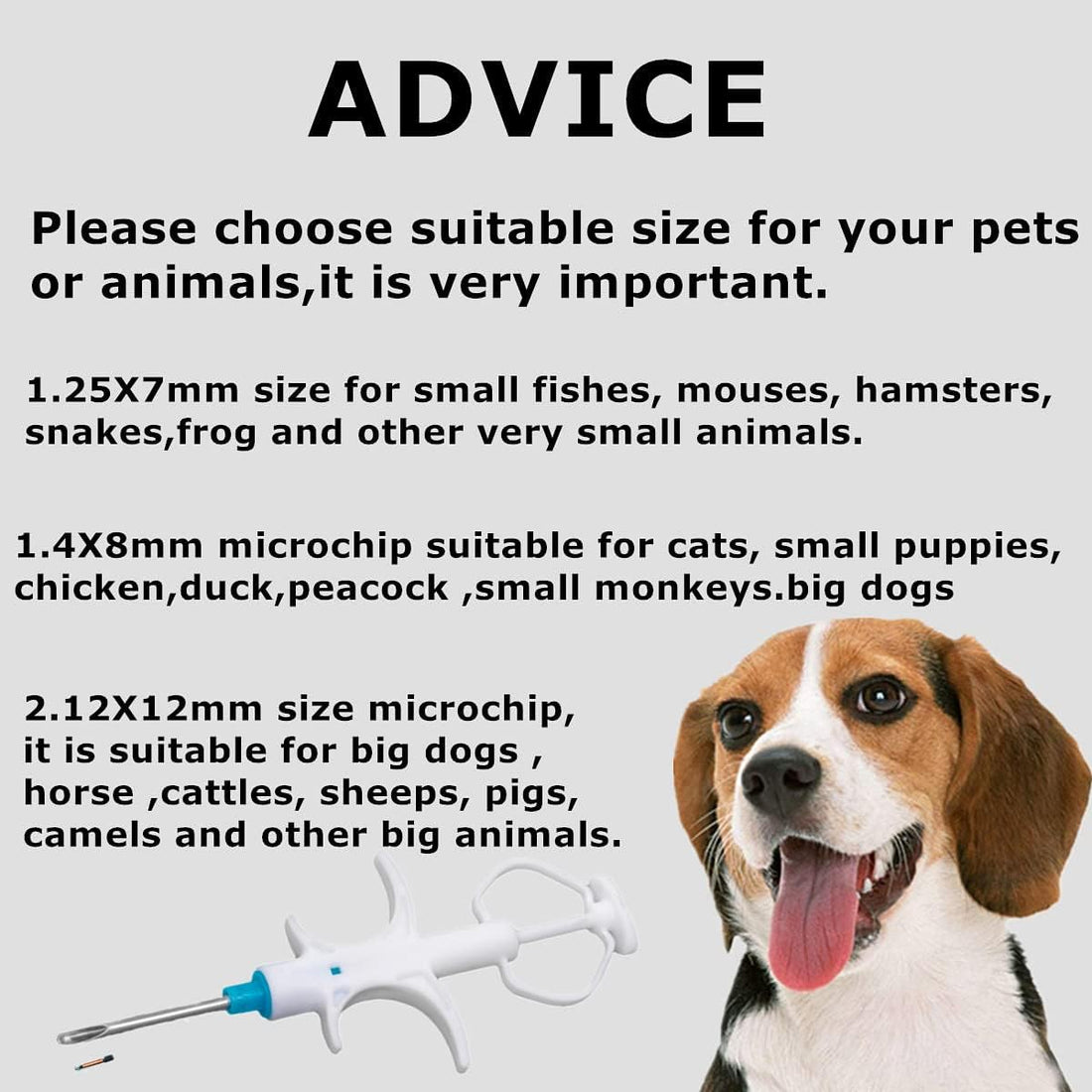 2Packs 2.12x12mm,Universal Pet Microchip Animals Implant Chip