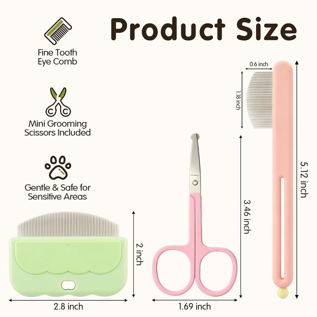 3 Pack Dog Eye Combs, Stainless Steel Tear Stain Remover Tool for Pet