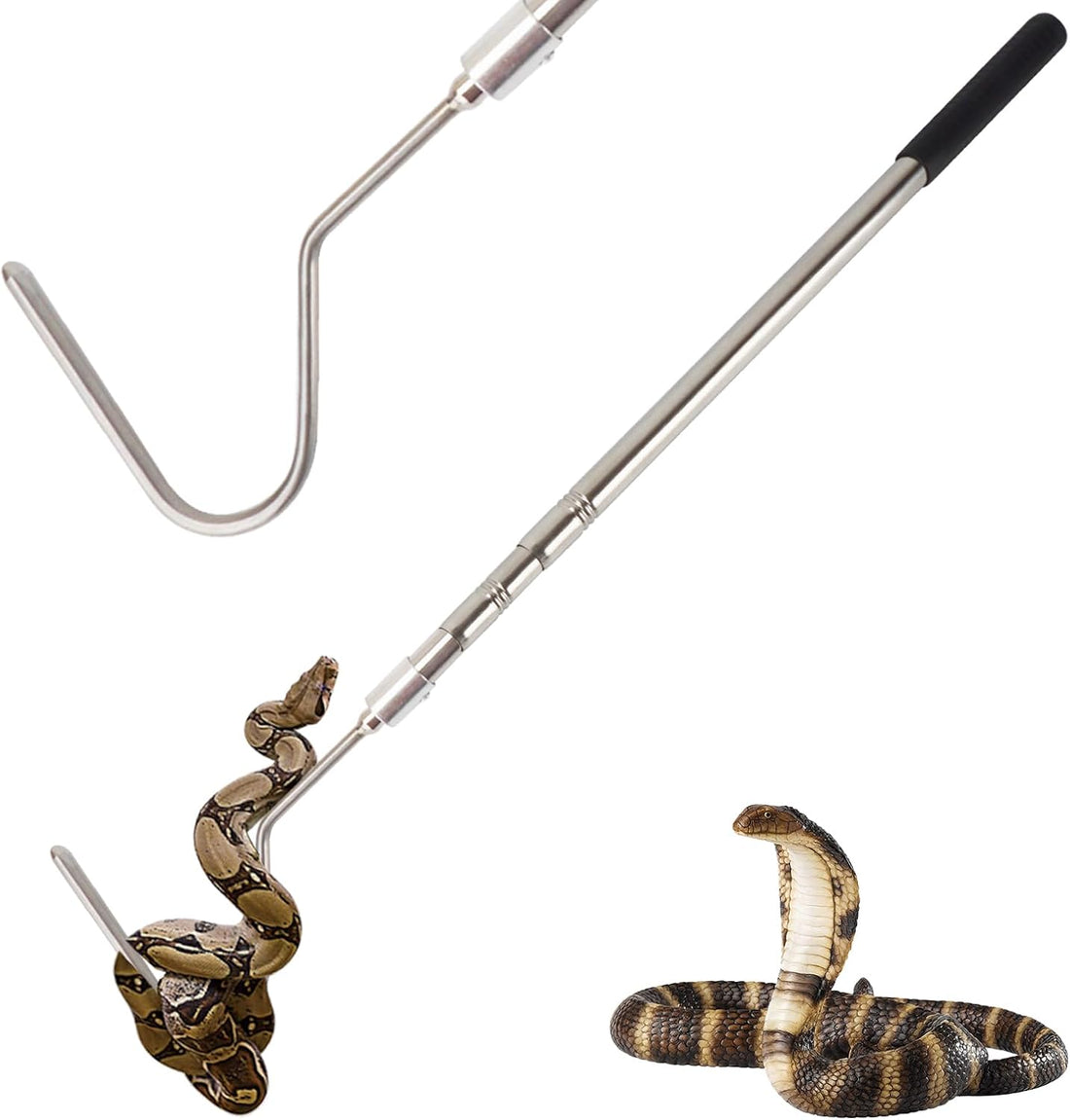 Snake Hook Grabber Catcher Tool Extensible Tongs Stick 42In