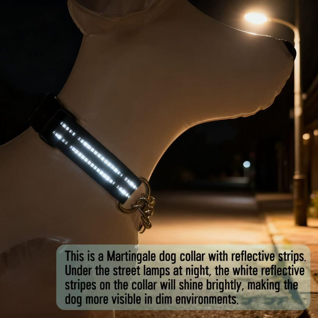 Chain Martingale Dog Collar, No Pull Reflective Training Collar