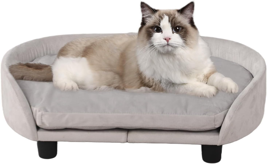 Cat Sofa Bed, Velvet Pet Couch Chair withRemoveable & Washable