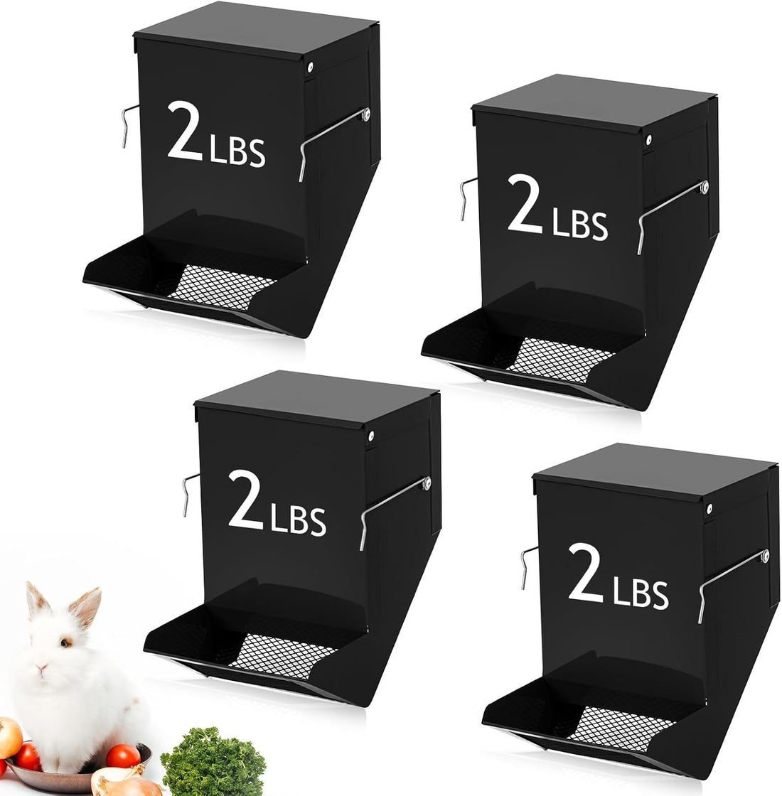 4 Pack Rabbit Feeder for Cages Small Animal Dispenser