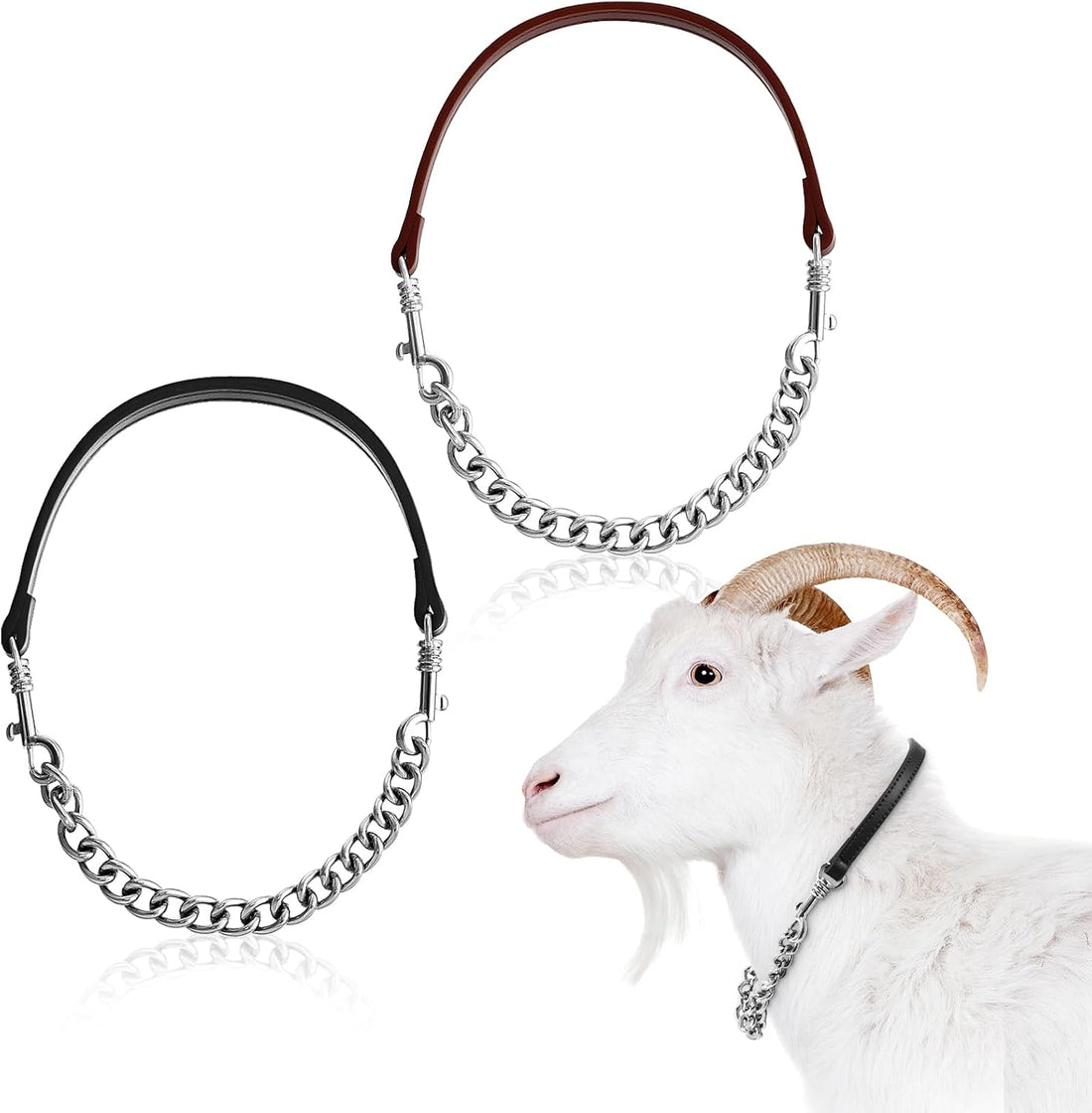 Misdary 1 Pcs Goat Show Collars Adjustable 14" Chain, 14''