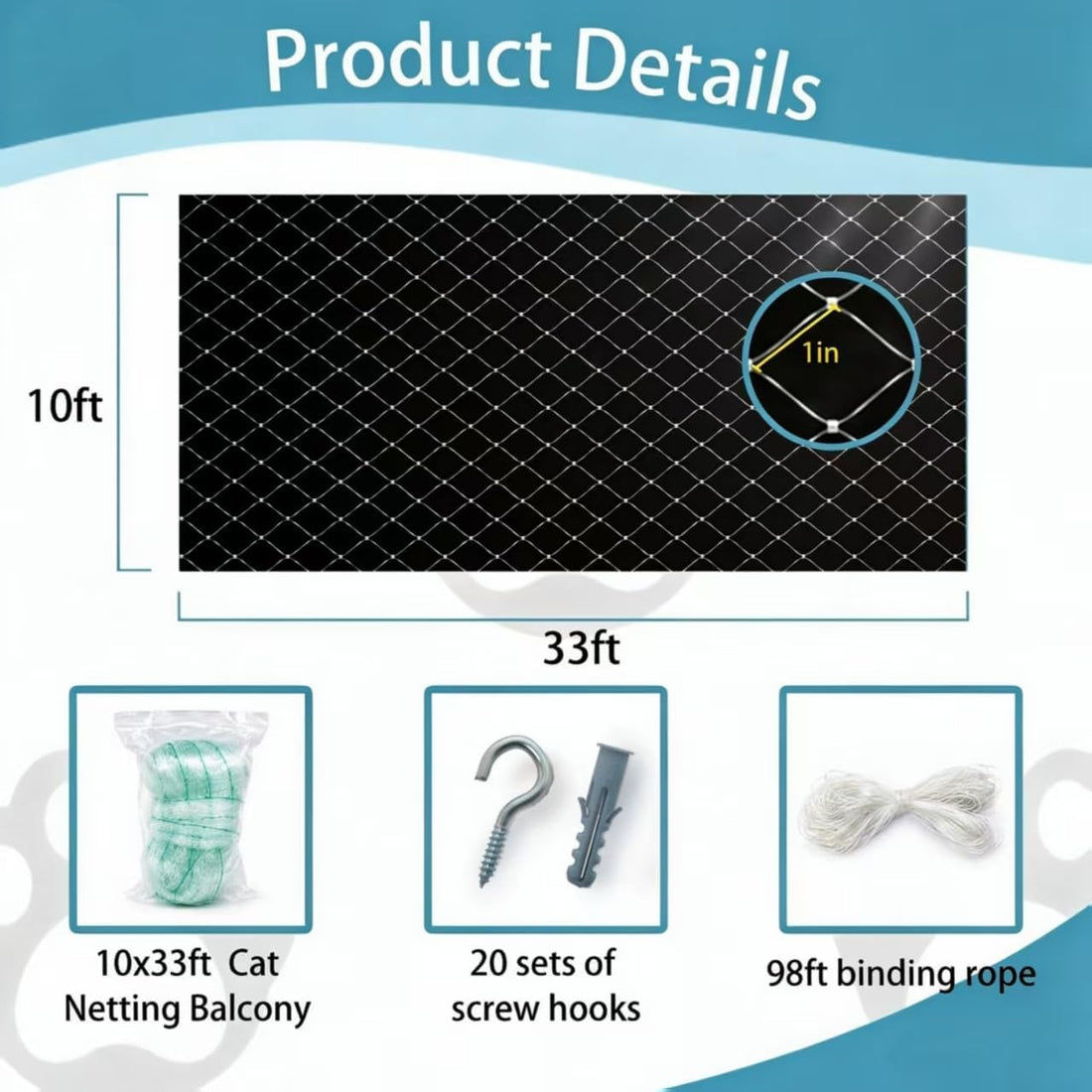 cat mesh 10x33ft Safety Netting for Balcony Window Protection