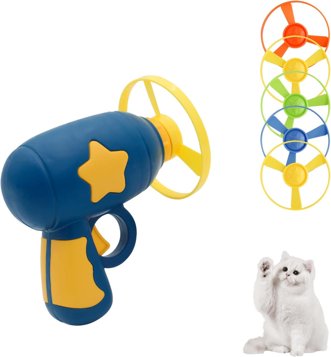 Andiker Cat Fetch Toy, Interactive Kitten Flying Disc Launcher Toy
