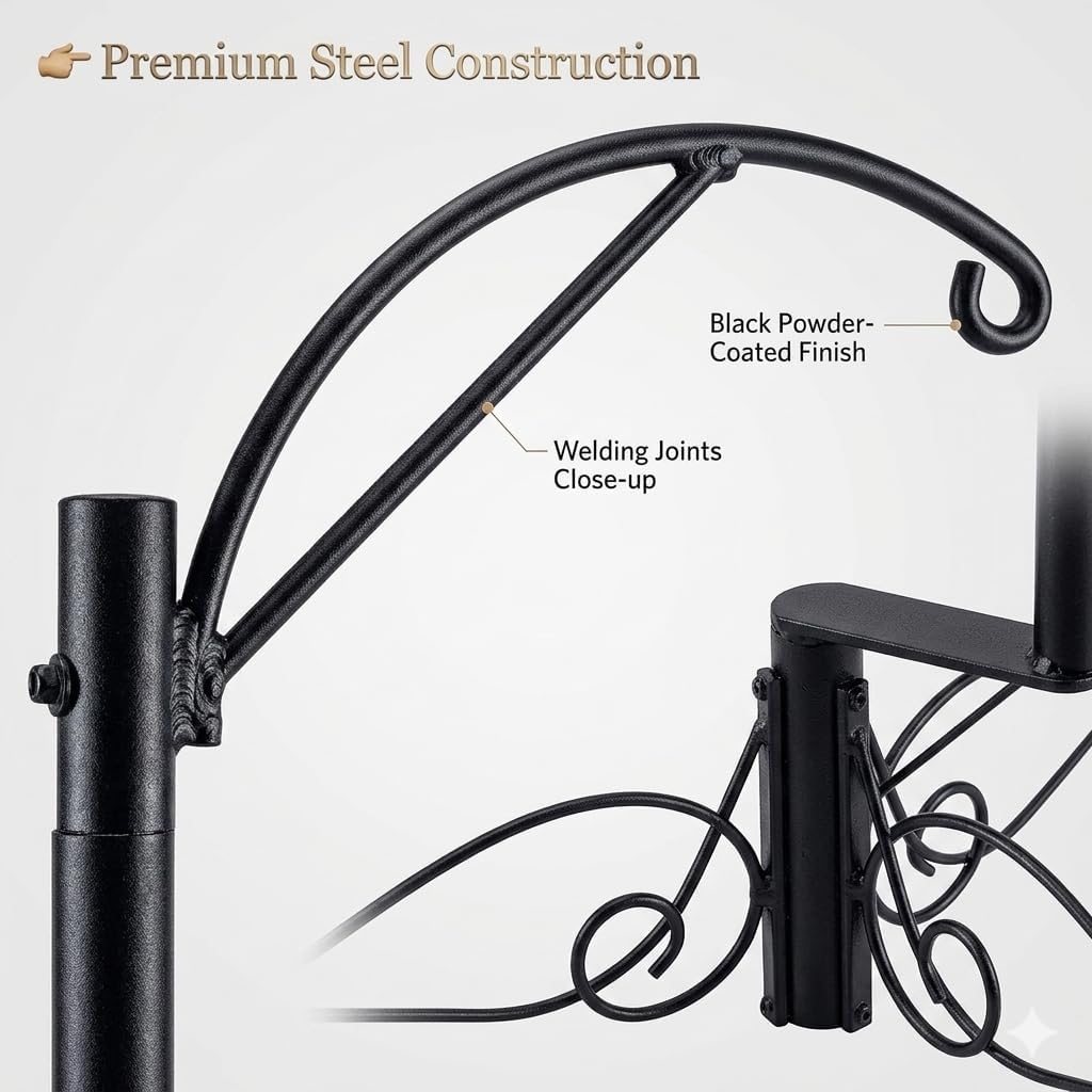 HOHIYA Heavy Duty Shepherd Hook 61 Inch Bird Cage Stand Outdoor