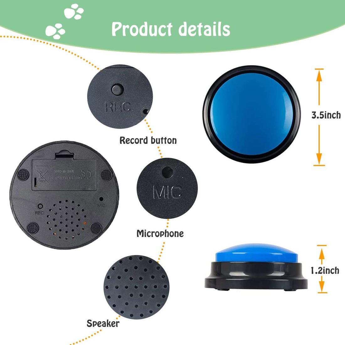FINEST+ Voice Recording Dog Communication Buttons