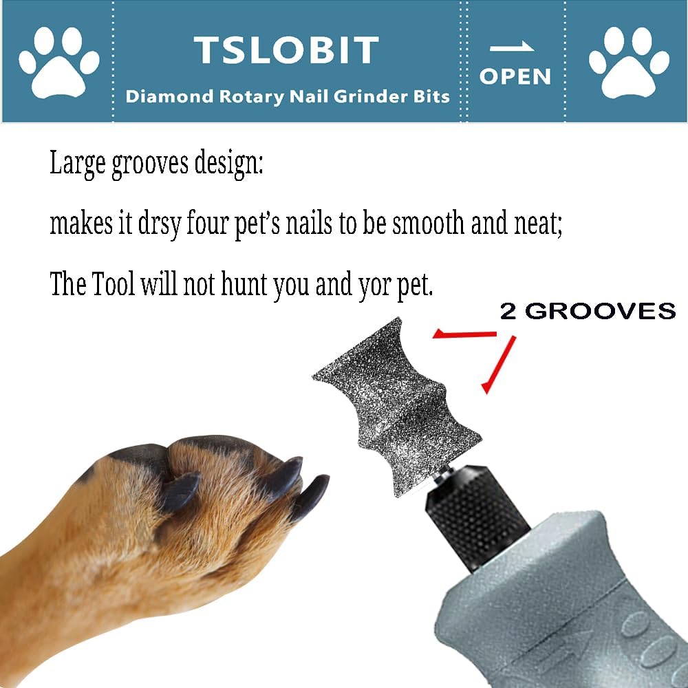 TSLOBIT Diamond Dog Nail Grinder Bits Attachment,1/8'' Pet Nail