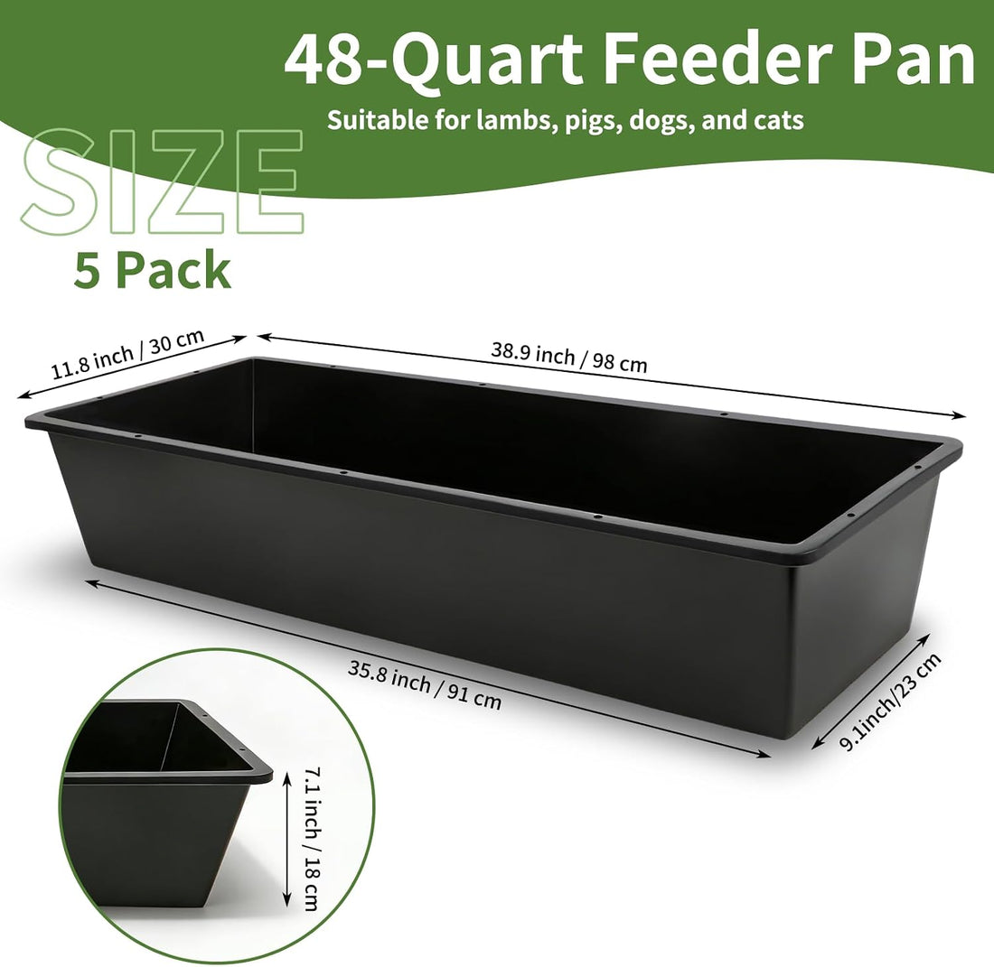 5 Pack Plastic Water Trough,18 Quart Large Livestock Feeder Trough