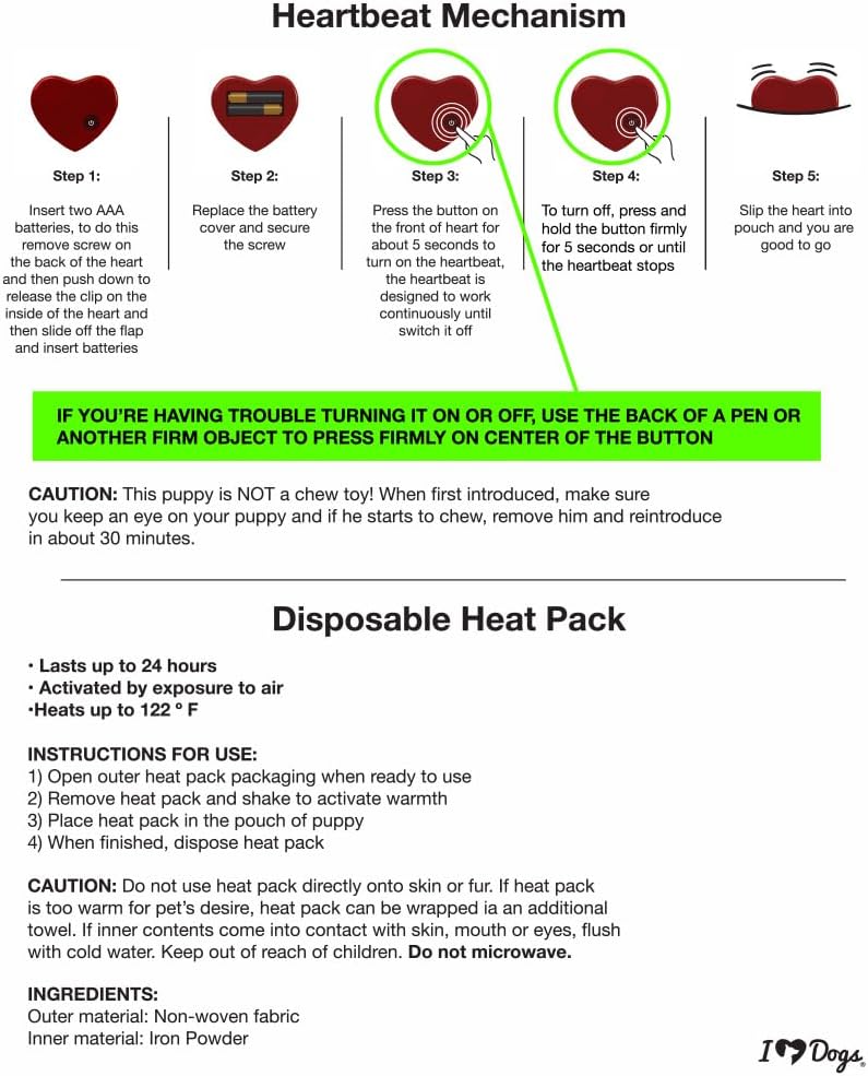 iHeartDogs Heartbeat Puppy Toy - Comfort Cuddler Pillow