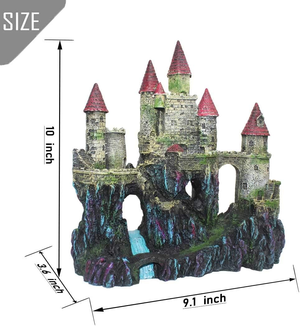 PINVNBY Aquarium Resin Castle Decoration,Fish Tank Driftwood Castle