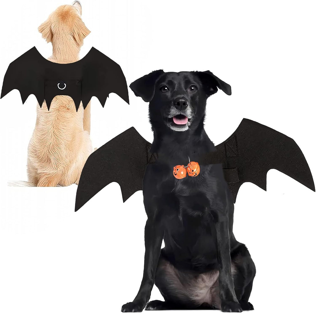 Halloween Dog Bat Wings Pet Costume with Pumpkin Bells for Halloween
