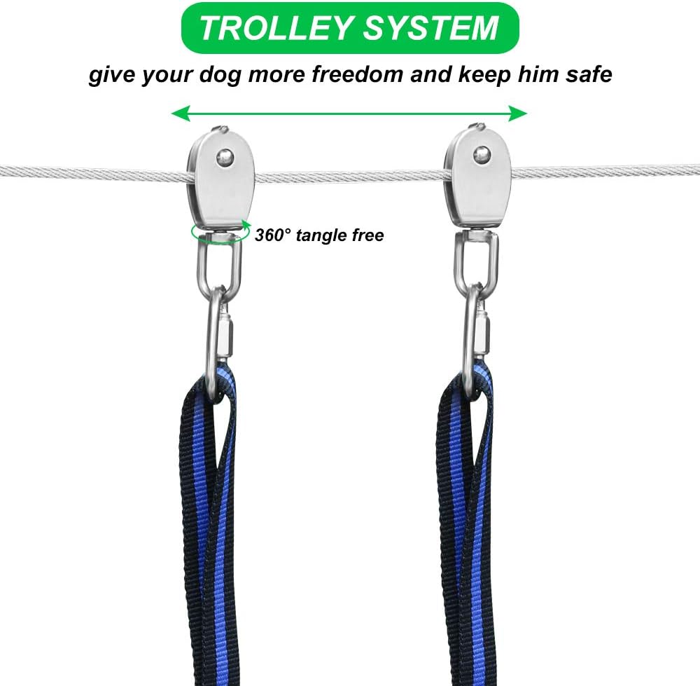 XiaZ Dog Tie Out Cable, 100ft Dog Trolley Runner Cable for Dogs up