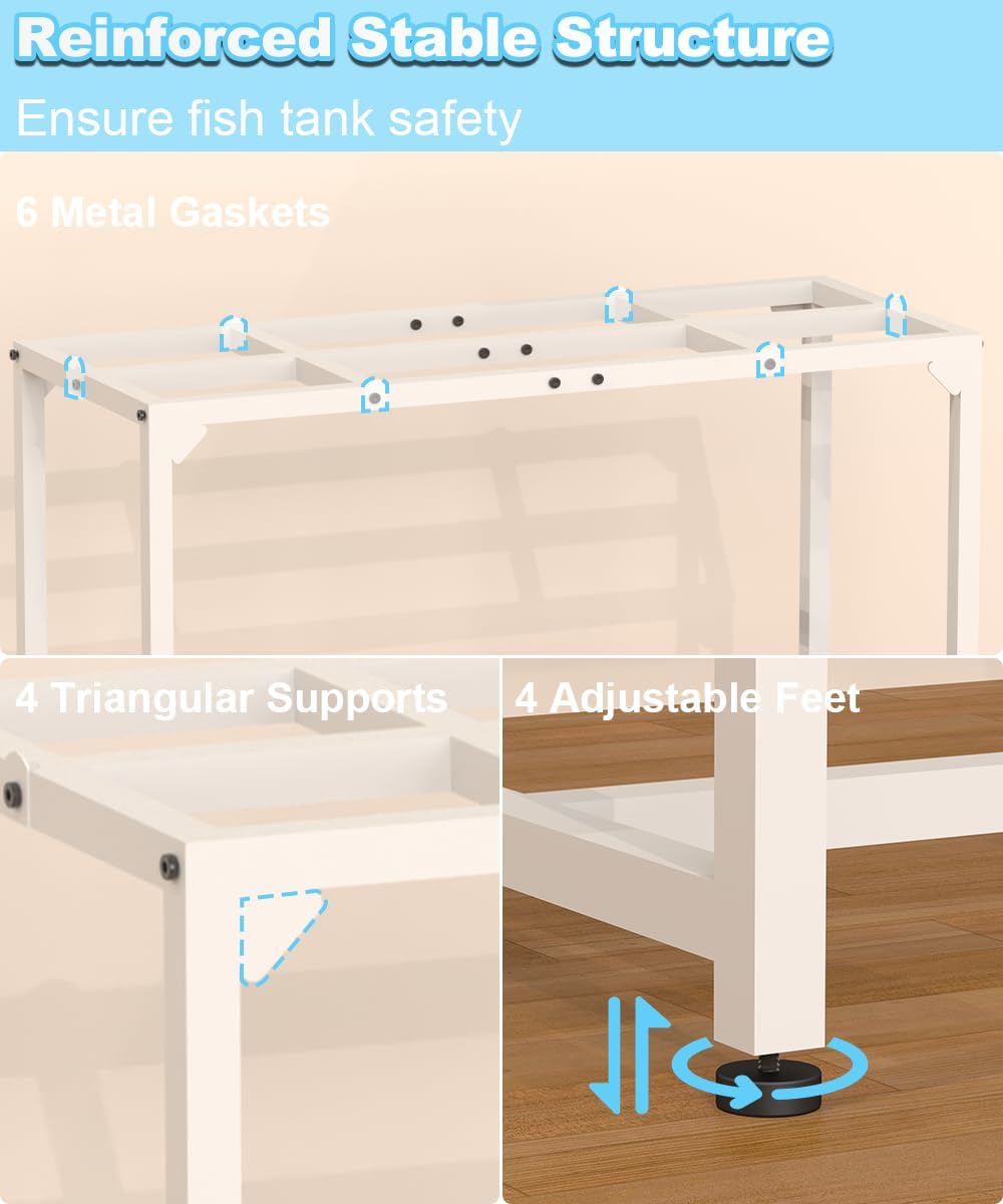 Mondazie 20-30 Gallon Fish Tank Stand, 30" L x 12" W x 32.2" H, White