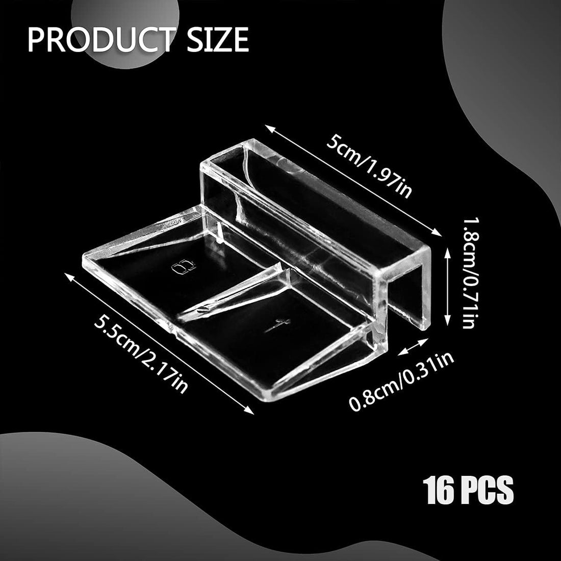 16 PCS 8mm Acrylic Aquarium Cover Clip, Clear