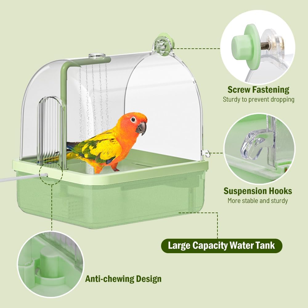 Automatic Bird Bath for Cage, Parakeet Bath with Pump