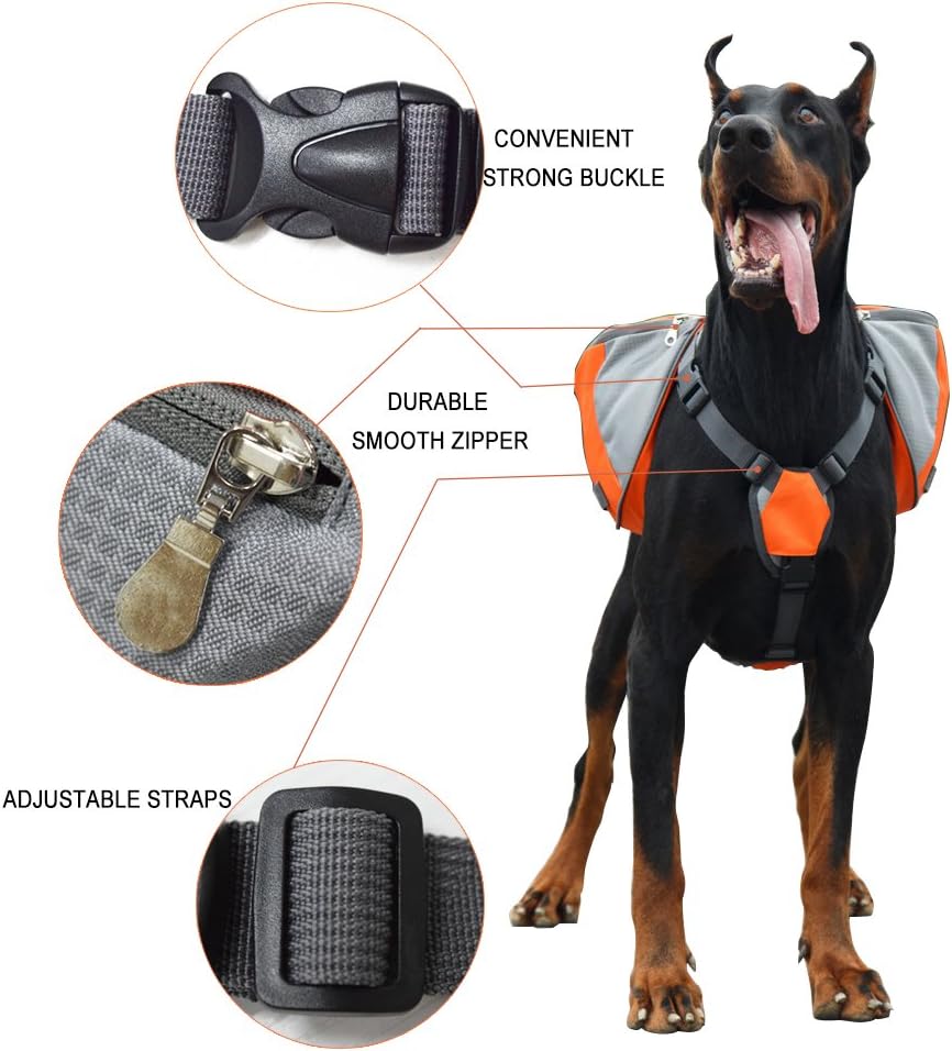 Adjustable Service Dog Supply Backpack Saddle Bag for Camping Hiking