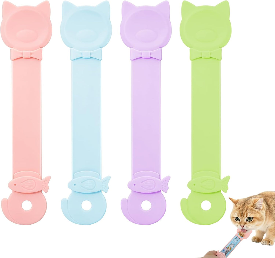 4PCS Cat Treat Spoon Squeeze Dispenser