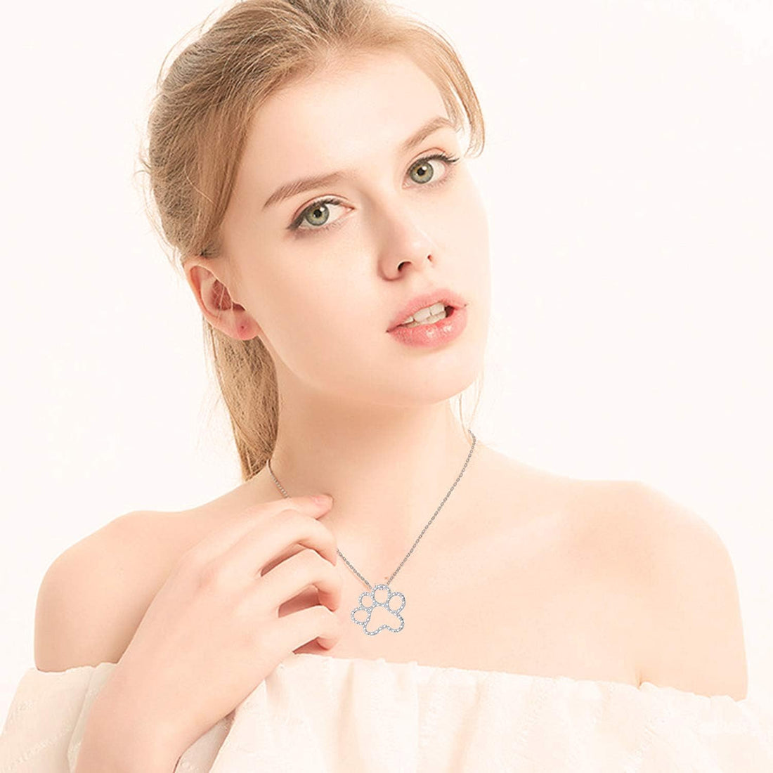 ONEFINITY Paw Print Necklace 925 Sterling Silver Cat Dog Paw Pendant